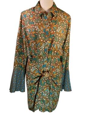 NWT Bohemian Fabric & Classic Shirtdress Dress Size Large